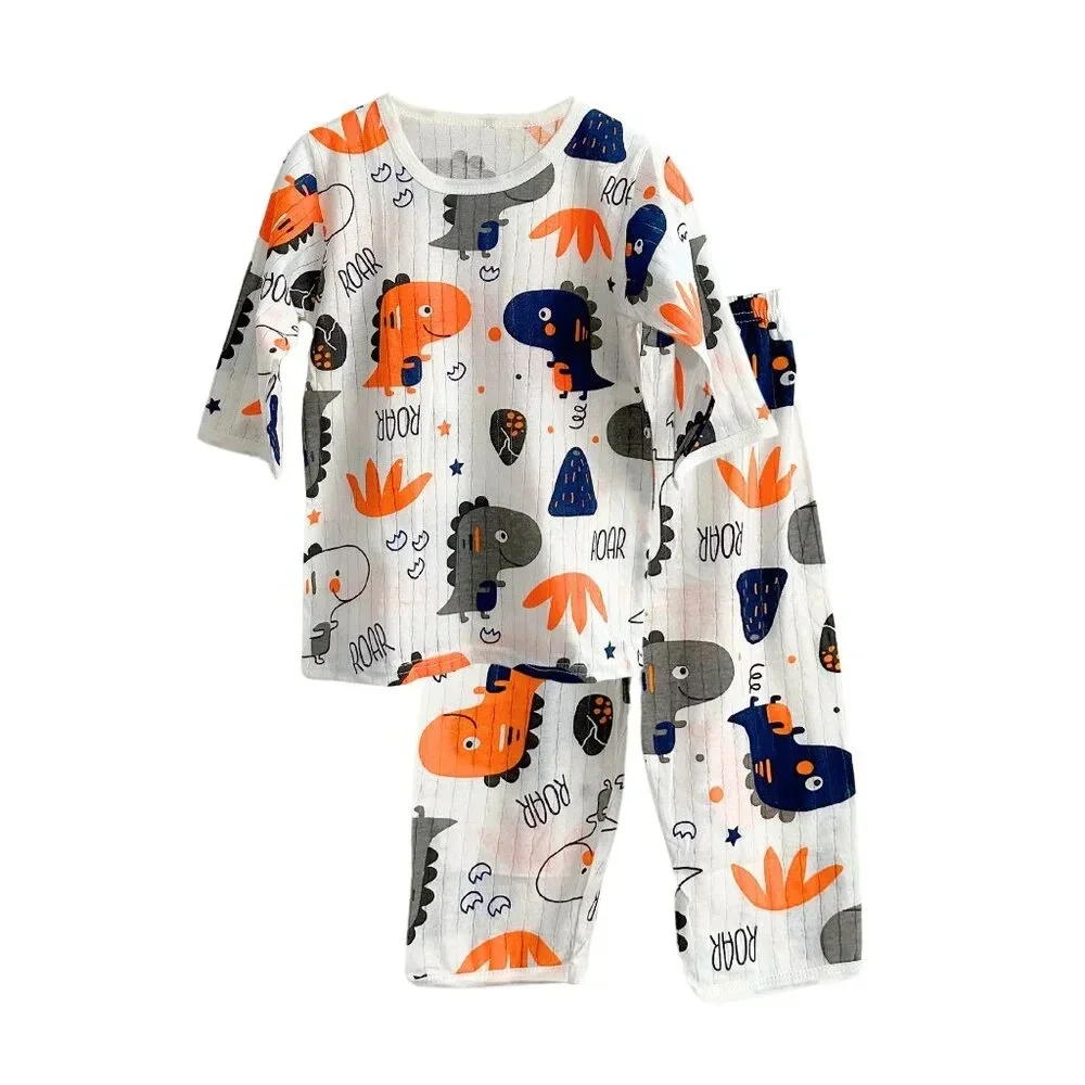 NWT Cute Boys Sleep N' Play Long Sleeve Top & Pants Pajamas Set Dinosaur Roar 4T